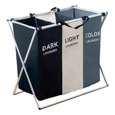 Imagem de Cesto Organizador De Roupas Sujas Dobrável 3 Compartimentos