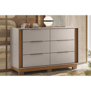 Imagem de Cômoda De Quarto Giardino C- 6 Gavetas E Pés Nogueira Touch-nude Prime - Demóbile