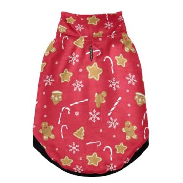 Imagem de SEHANY Casaco de Natal de gengibre para cães pequenos, superquente, à prova de vento, jaqueta de inverno, macia, aconchegante para animais de estimação, moletom para clima frio na neve com furo na