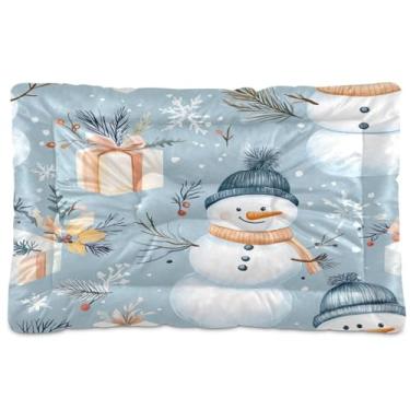 Imagem de Blueangle Bonitos bonecos de neve de desenho animado ultra macio calmante cama para cães médios, cama retangular confortável para animais de estimação, 36 x 24 polegadas (792)