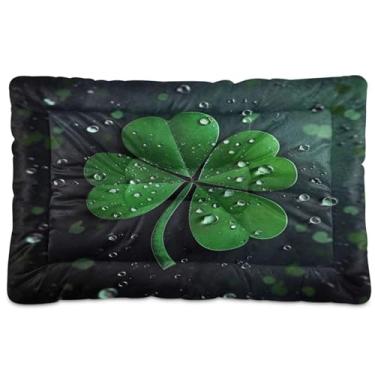 Imagem de Blueangle Cama de trevo verde para cães e gatos, cama retangular confortável para animais de estimação, cama ultra macia e calmante para cães pequenos e médios, 45,7 cm x 61 cm (23)