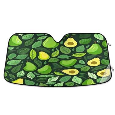 Imagem de ATTX Pára-brisas de carro pequenas fatias de abacate 144.8 cm x 80.0 cm Protetor solar universal com proteção UV, persiana de janela frontal automática dobrável para caminhões Sedans SUVs #348