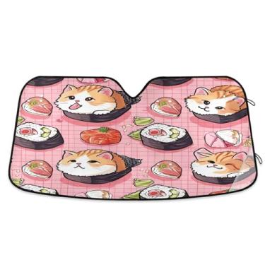 Imagem de ATTX Pára-brisas de carro padrão kawaii Sushi 134.6 cm x 59.7 cm escudo solar universal com proteção UV, persiana de janela frontal automática dobrável para Sedans SUVs caminhões #758