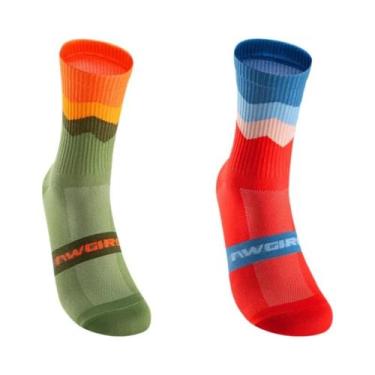 Imagem de Meias De Ciclismo Unissex Respiráveis De Compressão 2 Pares Profission