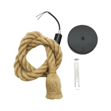 Imagem de Luminária Pendente Retrô De Corda De Cânhamo E27, Decoração Industrial