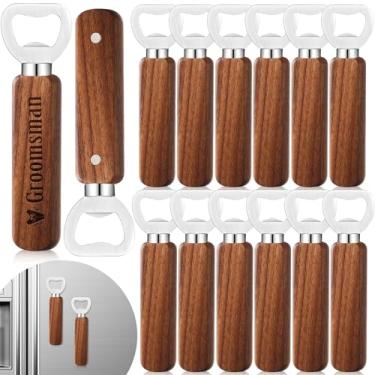 Imagem de Yiyiring 12 peças de abridores de garrafa de madeira de nogueira, presentes de padrinhos para proposta de casamento, lembrancinhas de despedida de solteiro, abridores de garrafa, aço inoxidável