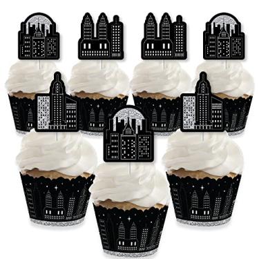 Imagem de Big Dot of Happiness Nighttime City Skyline - Cupcake Decoration - New York Party Cupcake Wrappers and Treat Picks Kit - Set of 24
