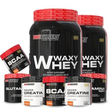 Imagem de Kit 2x Waxy Whey Chocolate 900g + 2 Power Creatina 100g + 2 Glutamina 300g + 2 BCAA 4,5 100g - Bodybuilders