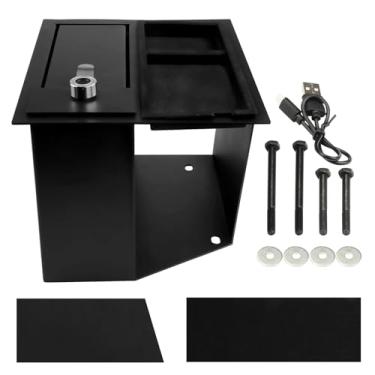 Imagem de Conjunto de cofre de arma de segurança para console central atualizado com trava de impressão digital compatível com Toyota Tundra 2014-2022 substitui o número OE 00016-34174 93705001