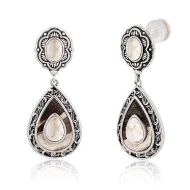 Imagem de Brincos femininos Wrangler Western TearDrop com pingente de crina de cavalo genuína, turquesa, vintage, cowgirl, cowboy, Cobre, Sem pedra preciosa