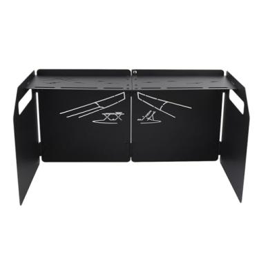 Imagem de SPYMINNPOO Pára-brisas de Fogão de Acampamento Pára-brisas de Aço Carbono de 4 Dobras para Cozinhar Ao Ar Livre Com Saco de Armazenamento Design Dobrável Compacto 19,5 X 8,9 X 9,8 pol. para (#11)
