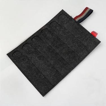 Imagem de Porta-lápis de feltro de peça única, comporta até 6 canetas. Organizador de papelaria elegante para estudantes. Acessório elegante de estudo e escritório, preto.