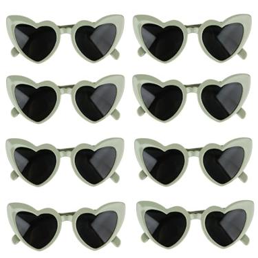 Imagem de Clcnsusilk 8 pares de óculos de sol de despedida de solteira em forma de coração, decorações de festa de dama de honra, presentes para mulheres e meninas, Verde sálvia, adult