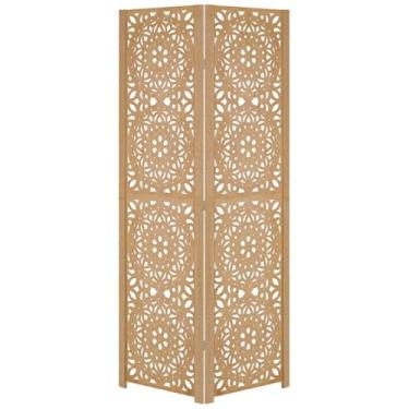 Imagem de 2 Biombo Sanfonado Repartido Divisor De Ambiente Folha Madeira Mdf Painel Separador Divisória Vazado Liso Fechado Horizontal(Mandala)