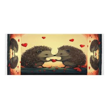 Imagem de Wassud Capas de lavadora e secadora Hedgehogs in Love, protetor de lavadora com sacos de armazenamento, capa de geladeira à prova de poeira com bolsos para lavanderia doméstica, cozinha, 120 x 55 cm