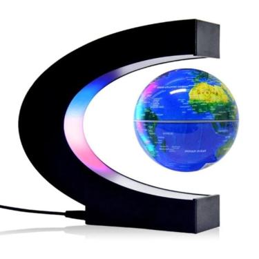Imagem de Globo Terrestre Led Magnetico Giratorio Flutuante Levitacao Anti Gravidade Luminaria Com Base Decoração