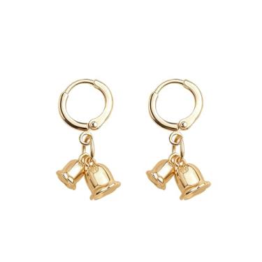 Imagem de Brincos de argola pequenos com pingente de flor Lírio do Vale para mulheres, delicados, fofos, dourados, florais, leves, pendurados, joias modernas, para melhor amiga