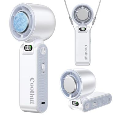 Imagem de Coolhill Ventilador portátil portátil com refrigerador de gelo: Ventilador portátil recarregável de 100 velocidades 5500 mAh, ventiladores pessoais de resfriamento manual de 12H com tecnologia Air