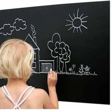 Imagem de Papel Parede Adesivo Lousa Quadro Negro Preto Fosco Escrever 2M