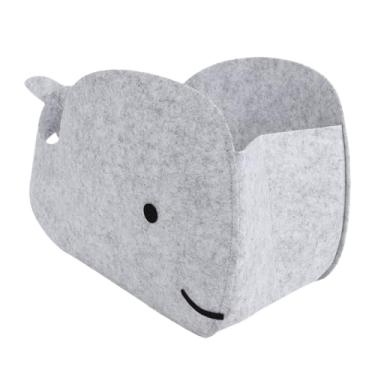 Imagem de Asixxsix Caixa de Armazenamento de Feltro, Cesta de Armazenamento Dobrável Em Forma de Baleia Com Alças de Transporte para Armário de Quarto de Casa, Brinquedos de Berçário, Roupas de (Cinza)