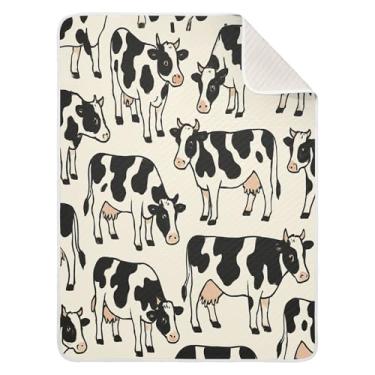 Imagem de Qilmy Cobertor de bebê fofo de vaca 76 x 101 cm, cobertor infantil de algodão macio para meninos e meninas, cobertor leve e quente para bebês e bebês recém-nascidos