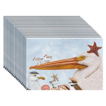 Imagem de Hester & Cook Jogo americano de papel descartável para mesa de jantar - tapetes quadrados de papel para festas ou casamentos - 18 folhas por bloco feito nos EUA (Shorebirds)