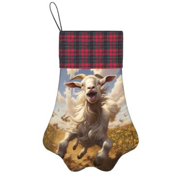 Imagem de SKKNT Goat Frolic Print Meias de Natal Animais de Estimação Decoração de Natal Cães Gatos Árvore Decoração Doce Presente Conveniente