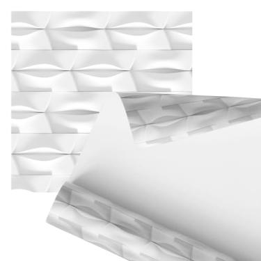 Imagem de papel de parede Decorativo 3D, Revestimento de Parede Branco com Padrão Ondulado, 2,80 cm