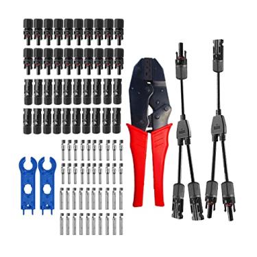 Imagem de 20 Pares de Conectores Cabo Painel Solar Masculino Feminino com Alicates Crimpagem Conector Ramificação Tipo Y 1 para 2