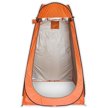 Imagem de Barraca Banho Camping Laranja Montagem Rápida Leve Resistência Água Vento