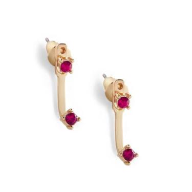 Imagem de Mint & Lily Brincos femininos com pingente de pedra do mês de nascimento – banhado a ouro 18 K sobre aço inoxidável, presente elegante para mulheres, 14mm, Aço inoxidável, Sem pedra preciosa