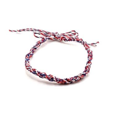 Imagem de Tornozeleira de cânhamo com nó espiral (vermelho, branco e azul)