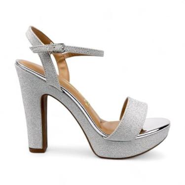 Imagem de Sandália Vizzano Meia Pata Metal Glamour, Prata, 36
