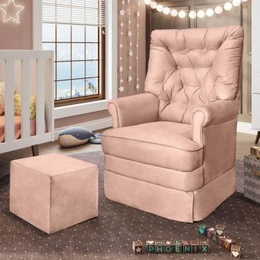 Imagem de Poltrona De Amamentação Com Balanço E Puff Dyne Veludo P02 - D'rossi Rose