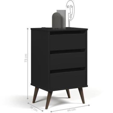 Imagem de Mesa De Cabeceira Mundo Retrô Preto