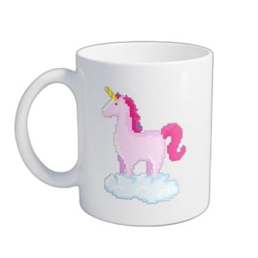 Imagem de Caneca Xícara de Café Porcelana 300ml Unicórnio Rosa com Desenho Estampado