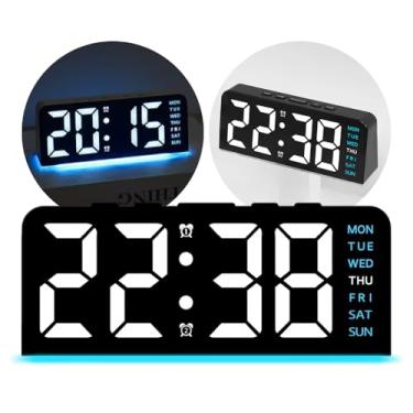 Imagem de Relógio Digital para Mesa - Display de Led com Luz Noturna, Função de Despertador, Carregável via cabo (Led Azul)