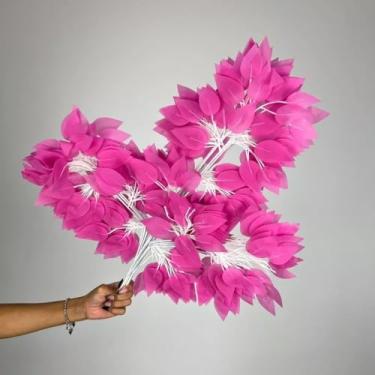 Imagem de Kit 12 Buquês de Fícus Artificial 60cm – Folhagem Realista para Decoração de Casa, Jardim Vertical e Eventos(36,Rosa Pink)
