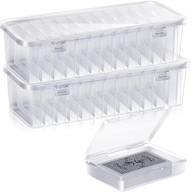 Imagem de Caixa de baralho de 24 peças, organizador transparente de armazenamento de cartões colecionáveis 9 x 7 x 2,91 cm x 2,94 cm, estojo de plástico para baralho de cartões, organizador de armazenamento com