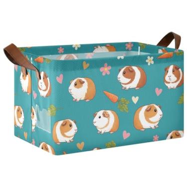 Imagem de Cestos organizadores de armário dobráveis azuis para porquinhos-da-índia fofos para armazenamento de roupas, cesta para brinquedos de cachorro para organização e armazenamento de sala de jogos 17 x 29