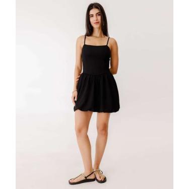 Imagem de Vestido Feminino Balonê Alças Finas Marisa-29069, Preto, P