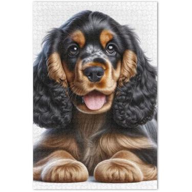 Imagem de Quebra-cabeça de cachorro fofo para adultos 1000 peças engraçadas decoração de casa arte arte quebra-cabeça família amantes presentes, 75 x 40 centímetros