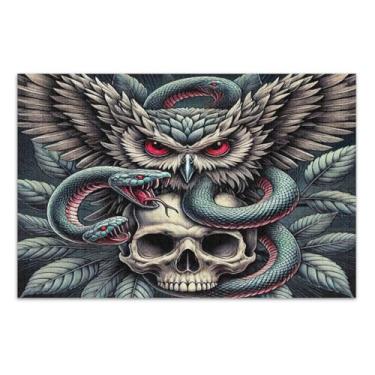 Imagem de Quebra-cabeças grandes de caveira de coruja serpente para adultos com letras nas costas 500 peças para adultos