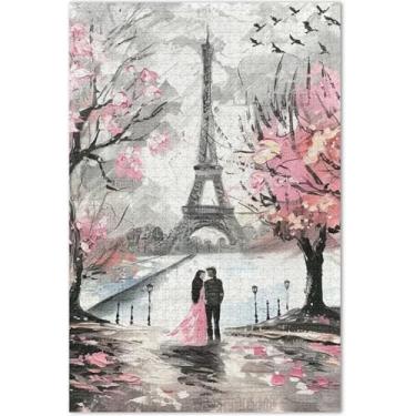 Imagem de Quebra-cabeça Eiffel Painting Paris Cherry 1000 peças para adultos animal floral divertido quebra-cabeça presentes para amantes de quebra-cabeça