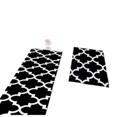 Imagem de Conjunto de passadeira de cozinha antiderrapante (Casab Preto)