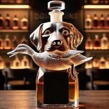 Imagem de Garrafa de uísque para cães e patos de 290 ml, garrafa de vinho feita à mão, garrafa de vinho, licor, à prova de vazamento, presente para amantes de animais de estimação e uísque, decoração artística