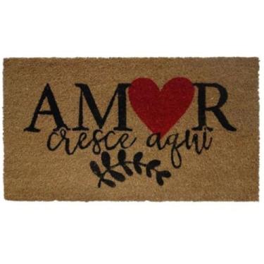 Imagem de Capacho 40x60 Porta Entrada Casa Tapete Com Base Antiderrapante Escritório Base Emborrachada(Amor)