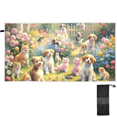 Imagem de TSENQUE Estampas de animais toalhas de praia personalizadas cães gatos pintura primavera floral toalhas de praia grandes secagem rápida sem areia toalha de praia verão praia piscina yoga acampamento