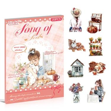 Imagem de Conjunto de adesivos de diário estético, 20 folhas de adesivos decorativos transparentes à prova d'água para scrapbooking, agendas, agendas, tema Coffee Time (rosa)