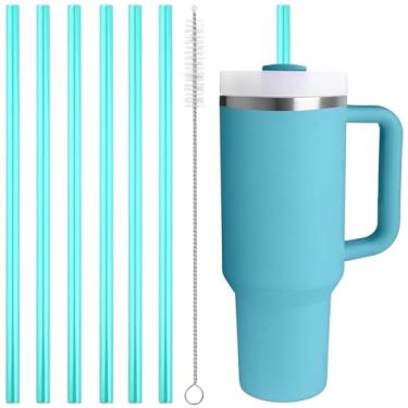 Imagem de Canudo de substituição compatível com Stanley Quencher copo de 1,134 g, 850 g, canudos reutilizáveis extra longos de 30,5 cm para copo de 1,134 g, pacote com 6